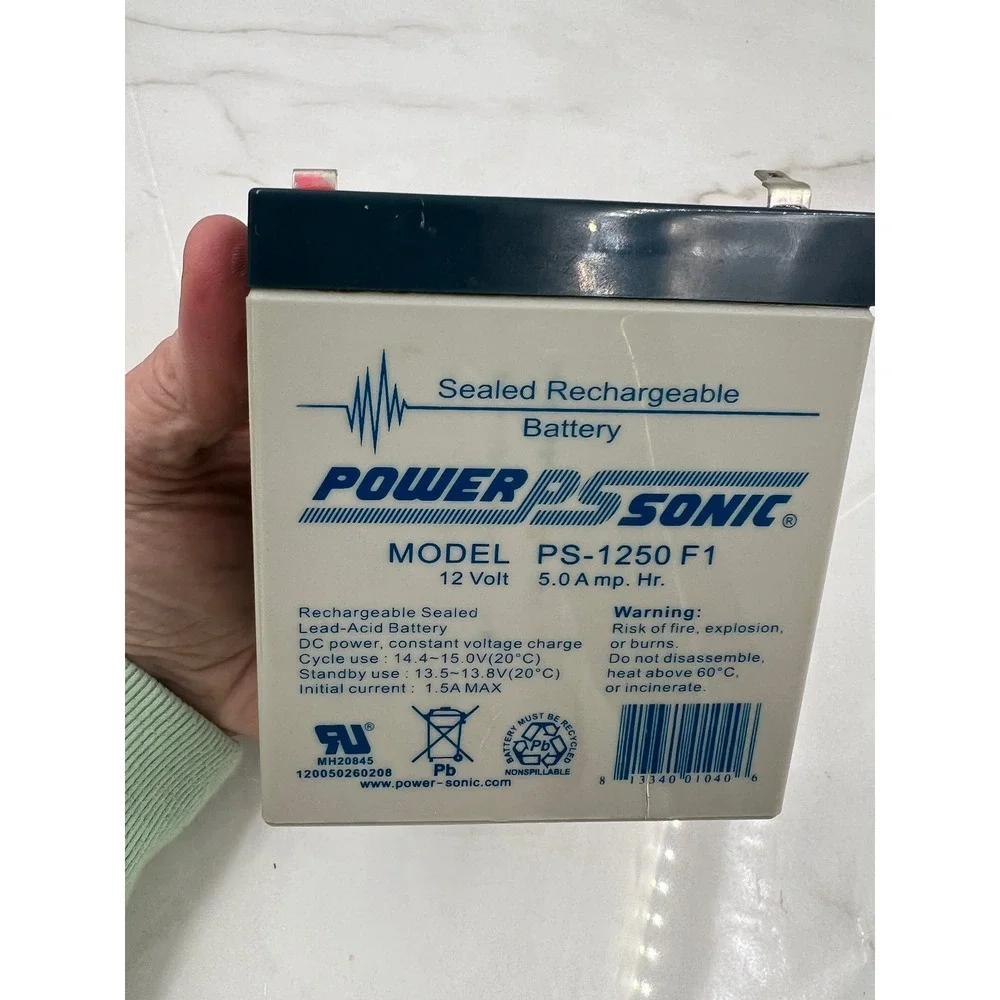 Power Sonic PS1250F1 Sealed Rechargeable Battery 12 Volt 5 Amp Hour